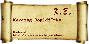 Karczag Boglárka névjegykártya